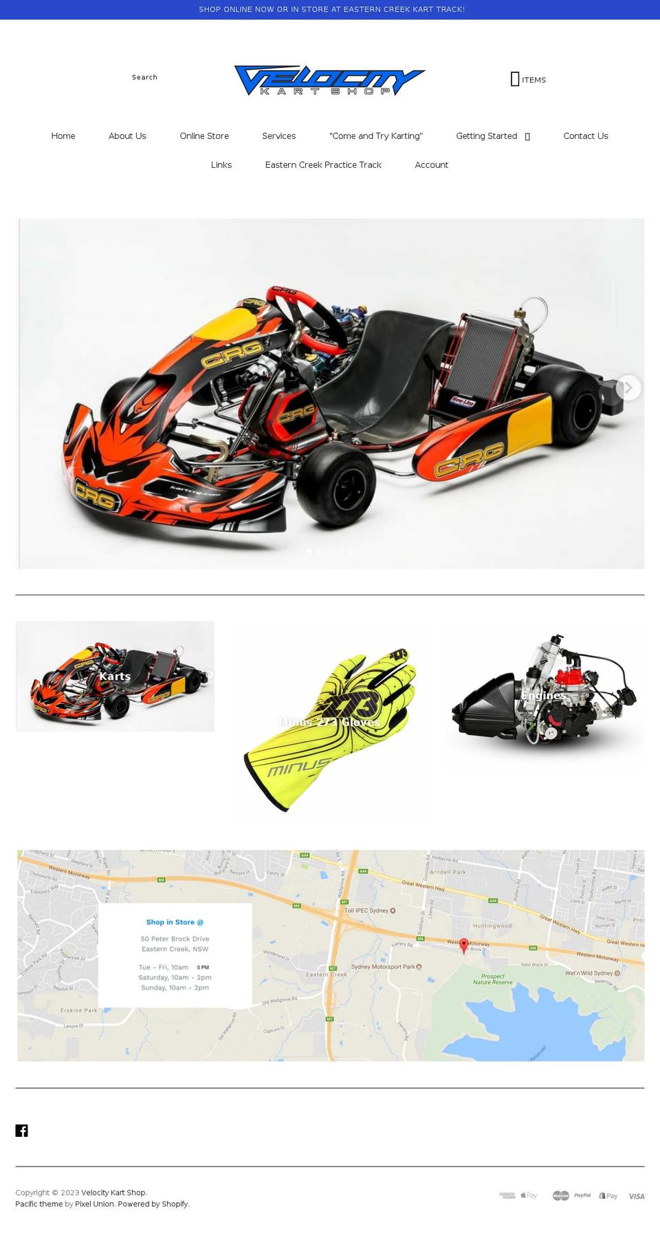 velocitykartshop.com.au shopify website screenshot
