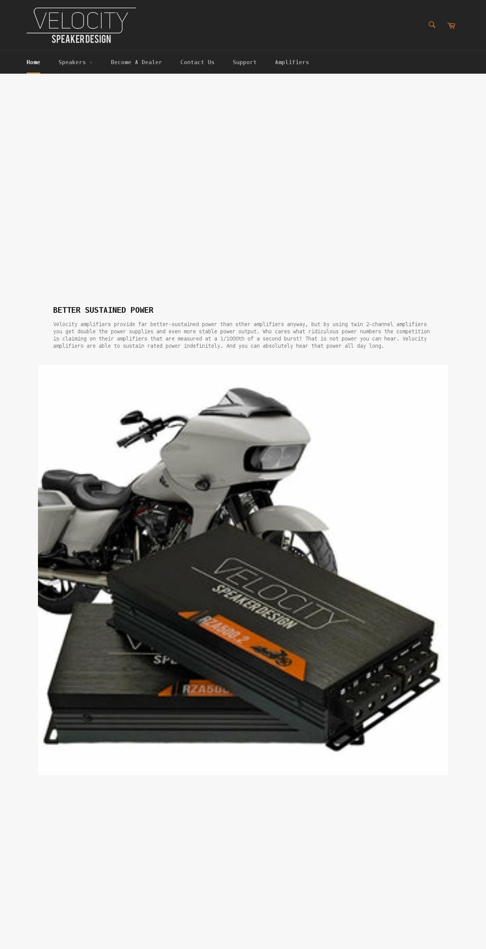 velocityspeakerdesign.com shopify website screenshot