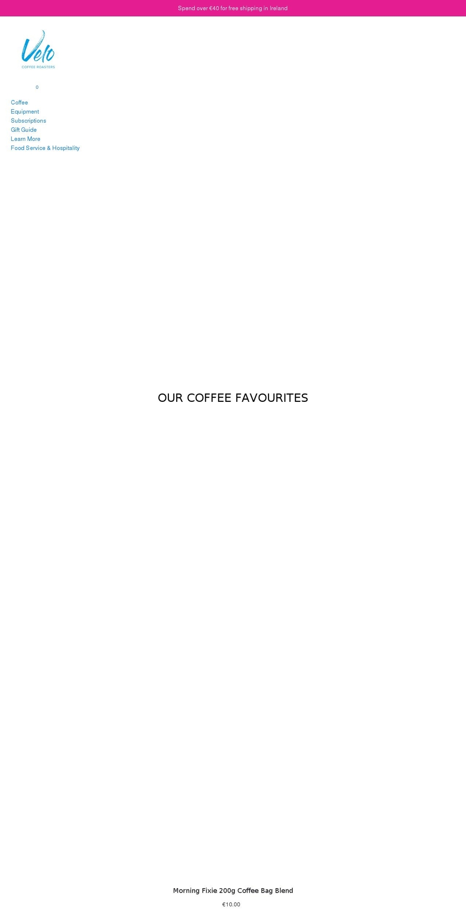 velocoffeeroasters.co.uk shopify website screenshot