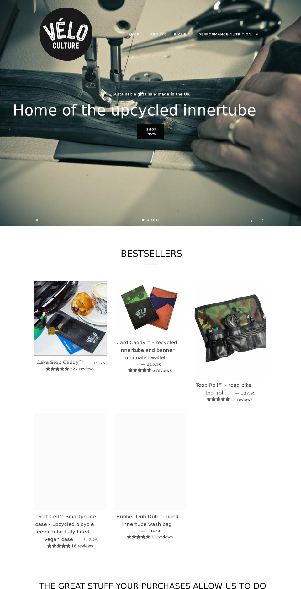 veloculture.co.uk shopify website screenshot