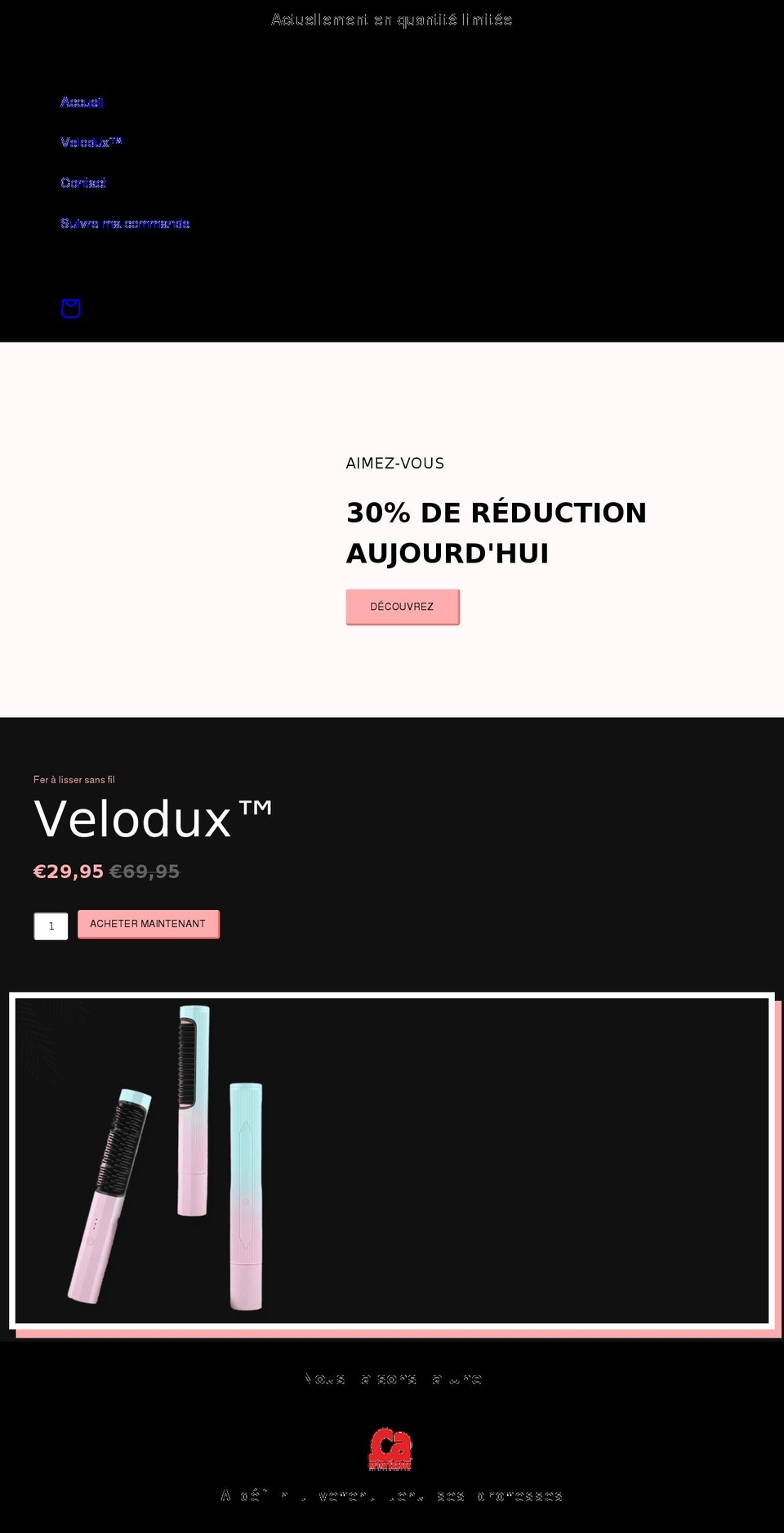 velodux.com shopify website screenshot