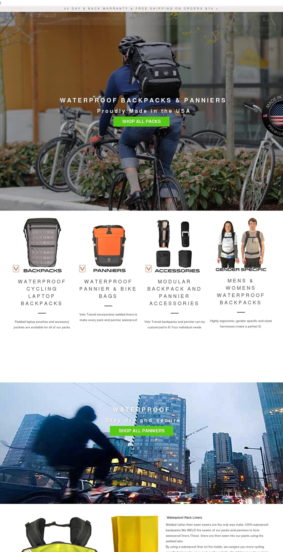 velopacks.com shopify website screenshot