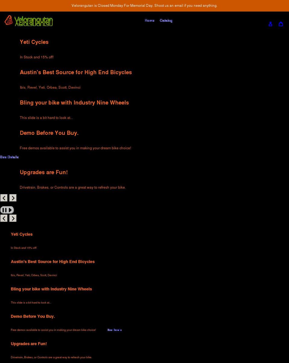 velorangutan.com shopify website screenshot