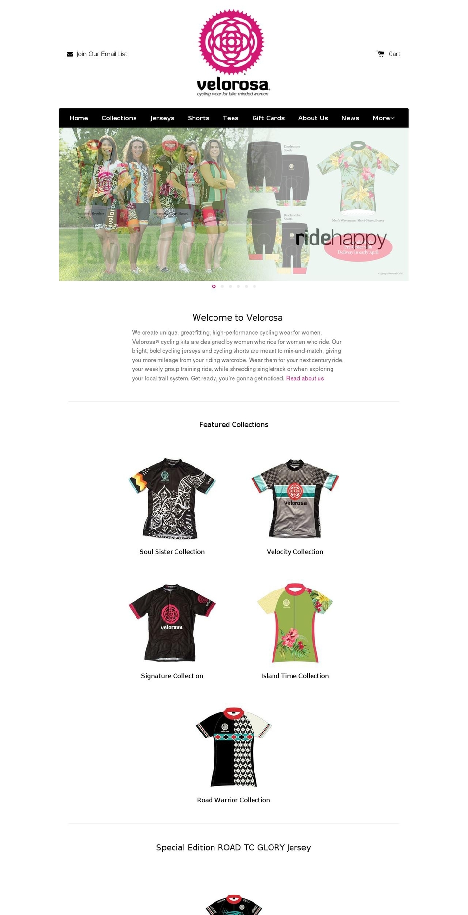 velorosacycling.com shopify website screenshot