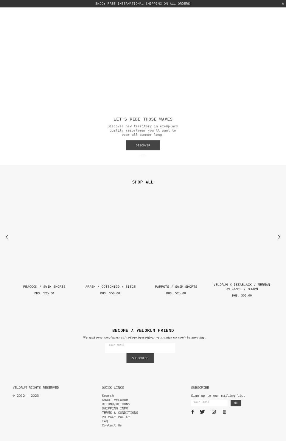 velorum.ae shopify website screenshot