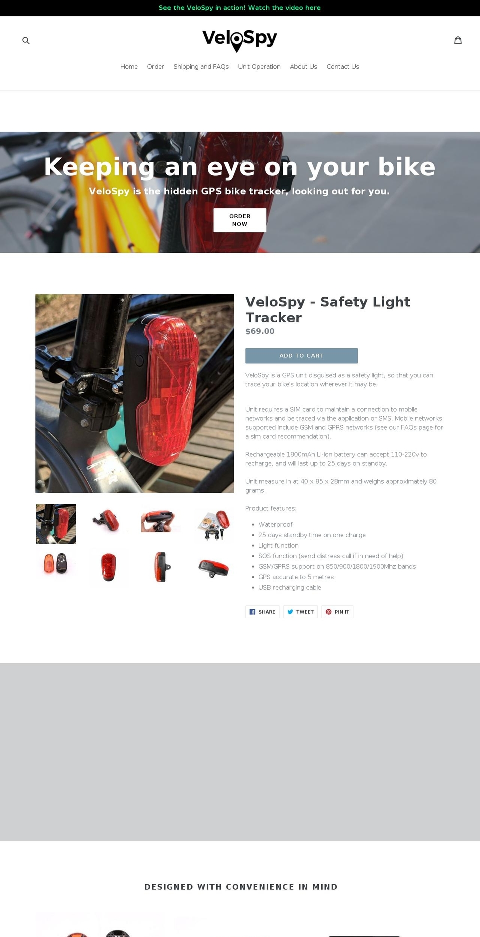 velospy.com shopify website screenshot