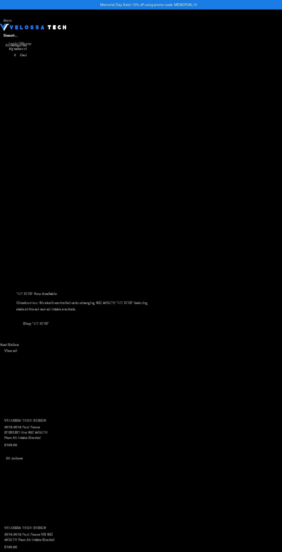 velossatechdesign.com shopify website screenshot