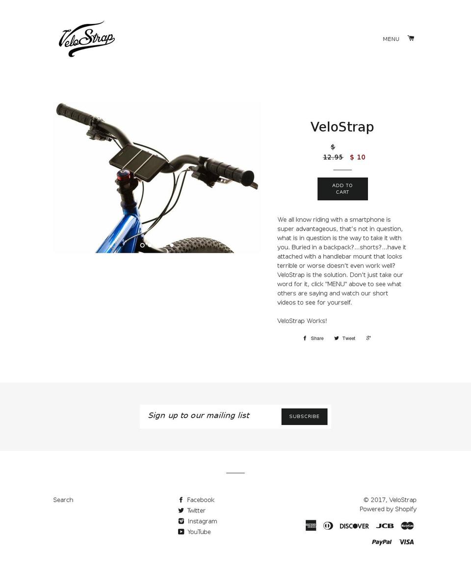velostrap.com shopify website screenshot