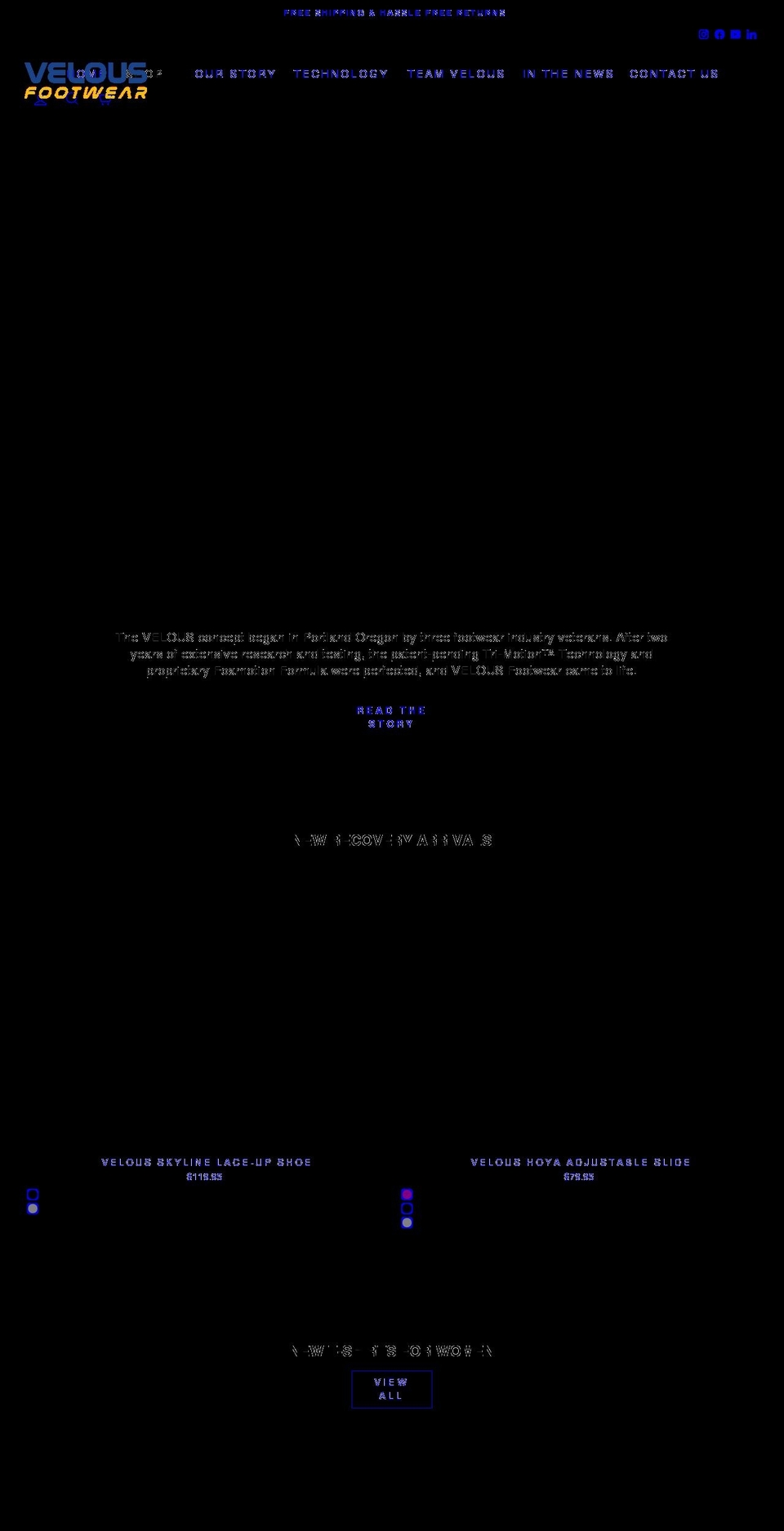 velousfootwear.com shopify website screenshot