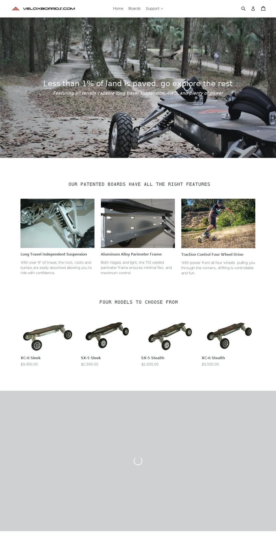 veloxboards.com — Shopify storefront screenshot