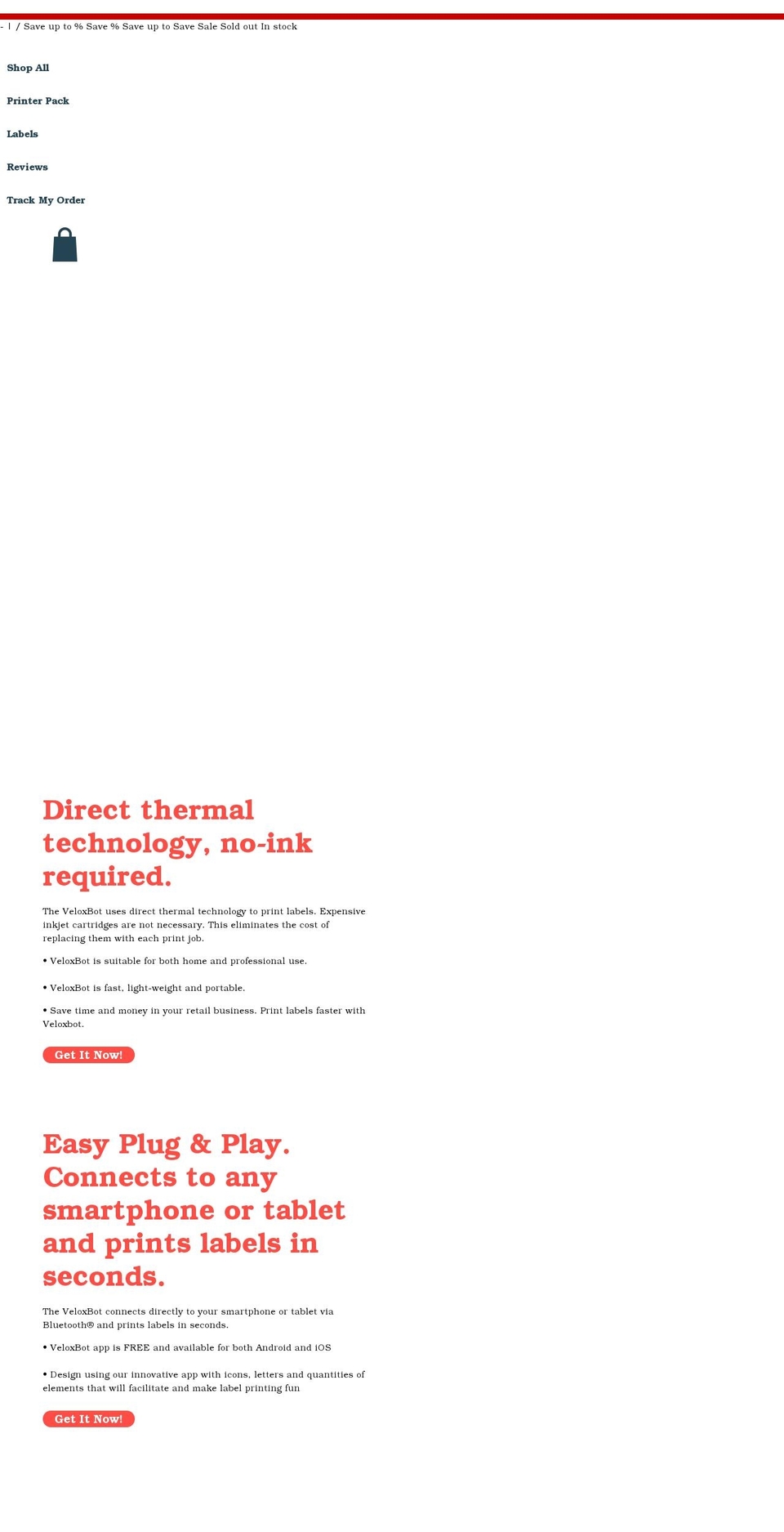 veloxbot.com shopify website screenshot