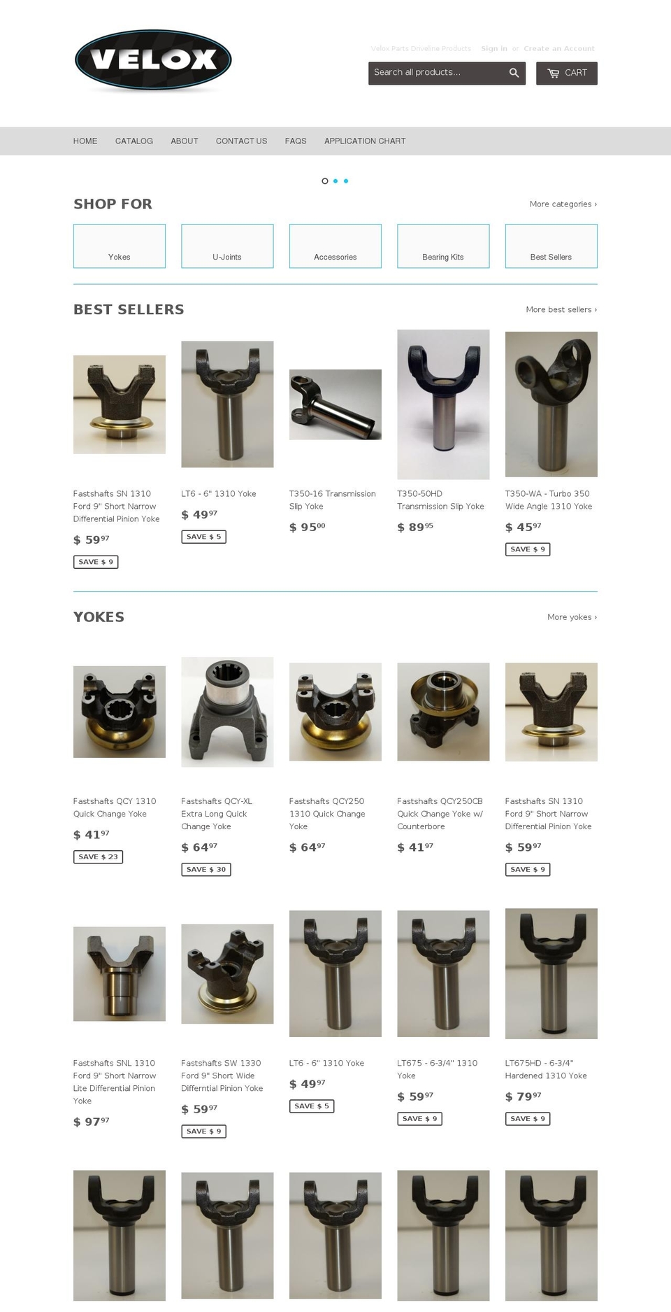 veloxparts.com shopify website screenshot