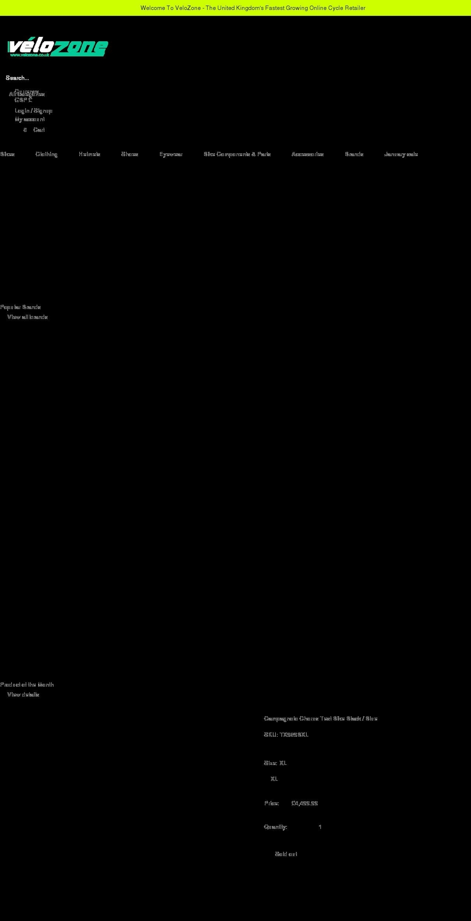 velozone.co.uk shopify website screenshot