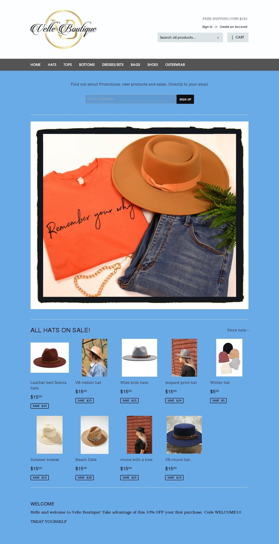 velteboutique.com shopify website screenshot