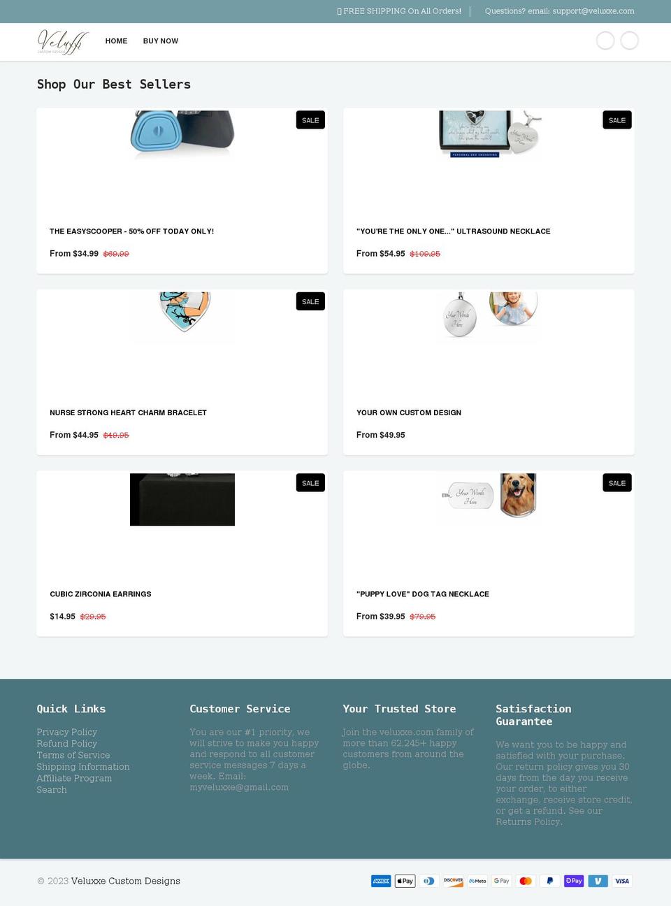 ThemeX Shopify theme site example veluxxe.com