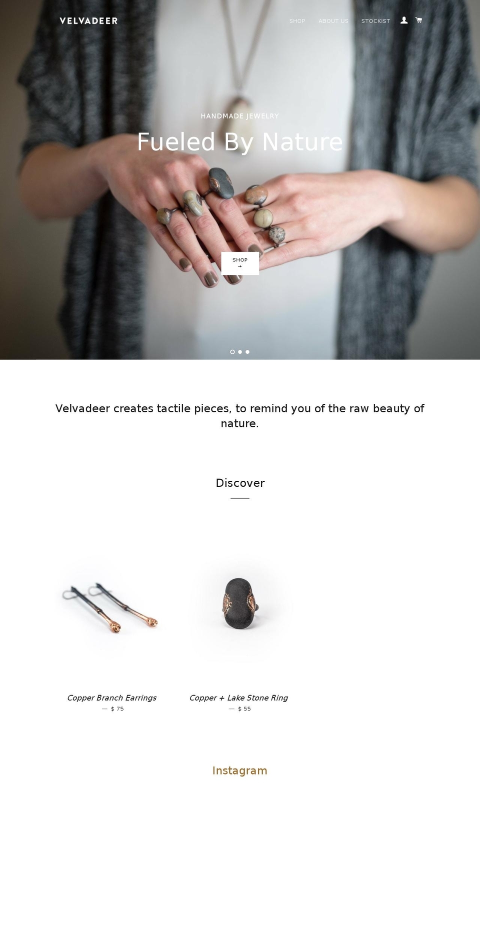 velvadeerjewelry.com shopify website screenshot