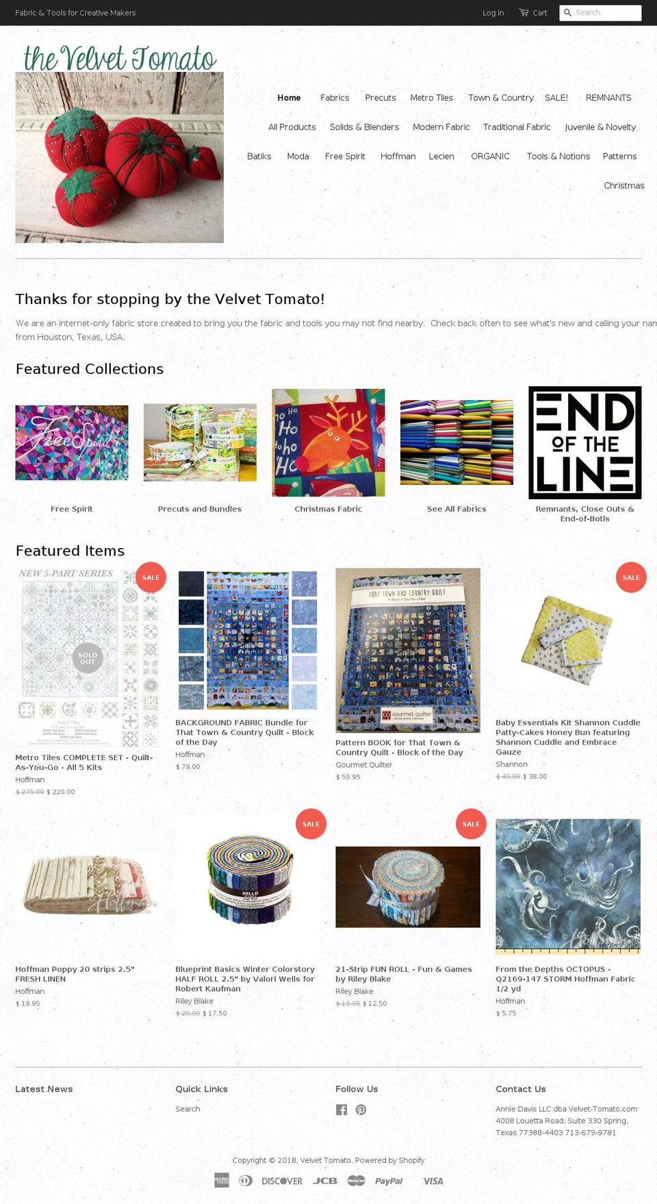 velvet-tomato.com — Shopify storefront screenshot