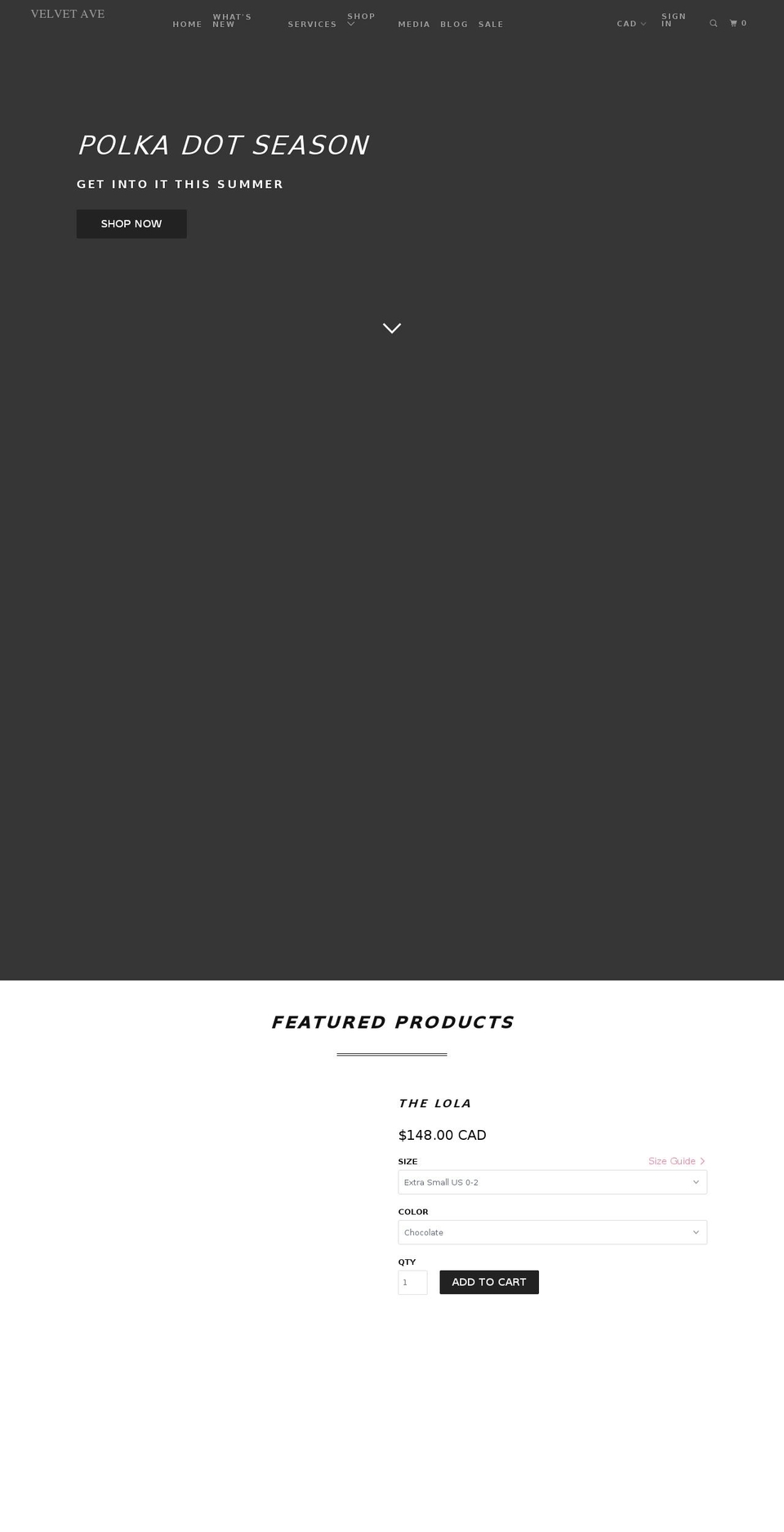 velvetave.com — Shopify storefront screenshot