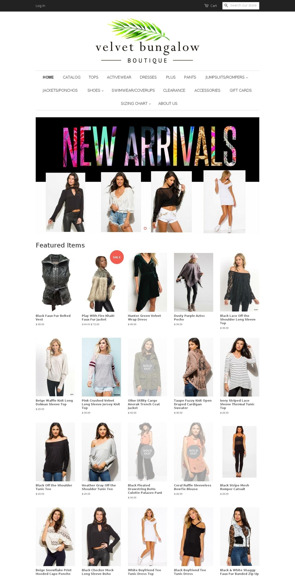 velvetbungalow.com — Shopify storefront screenshot