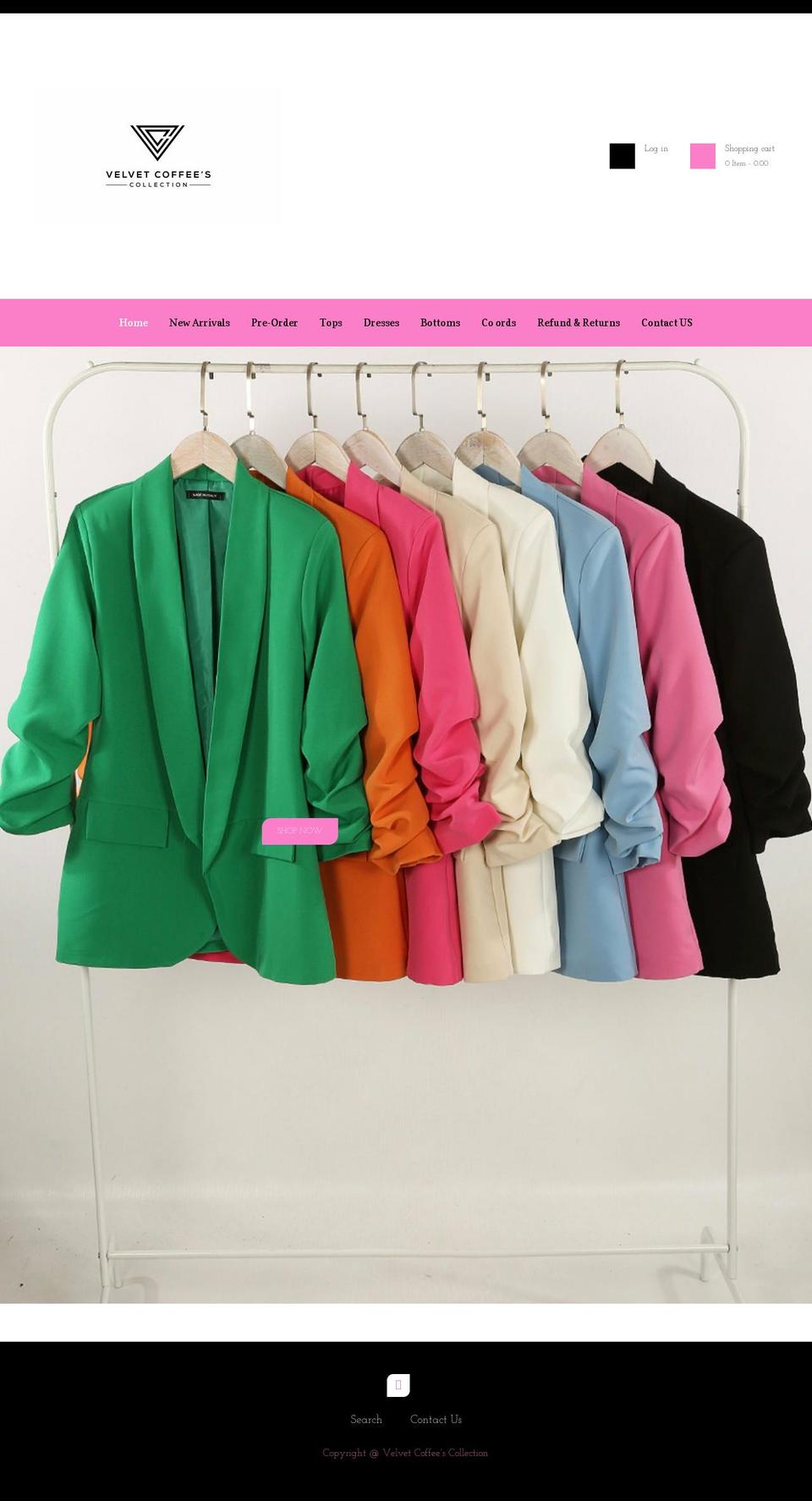 velvetcoffeescollection.com shopify website screenshot