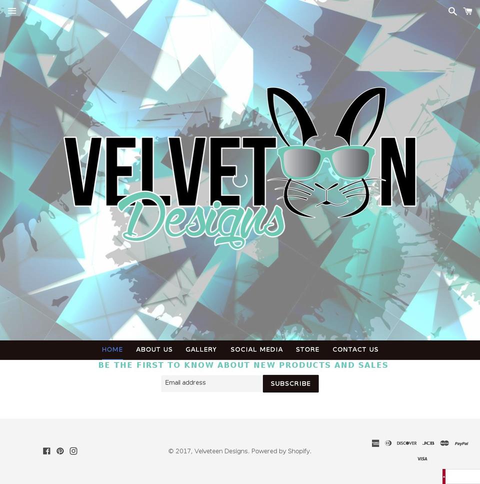 velveteendesigns.com shopify website screenshot
