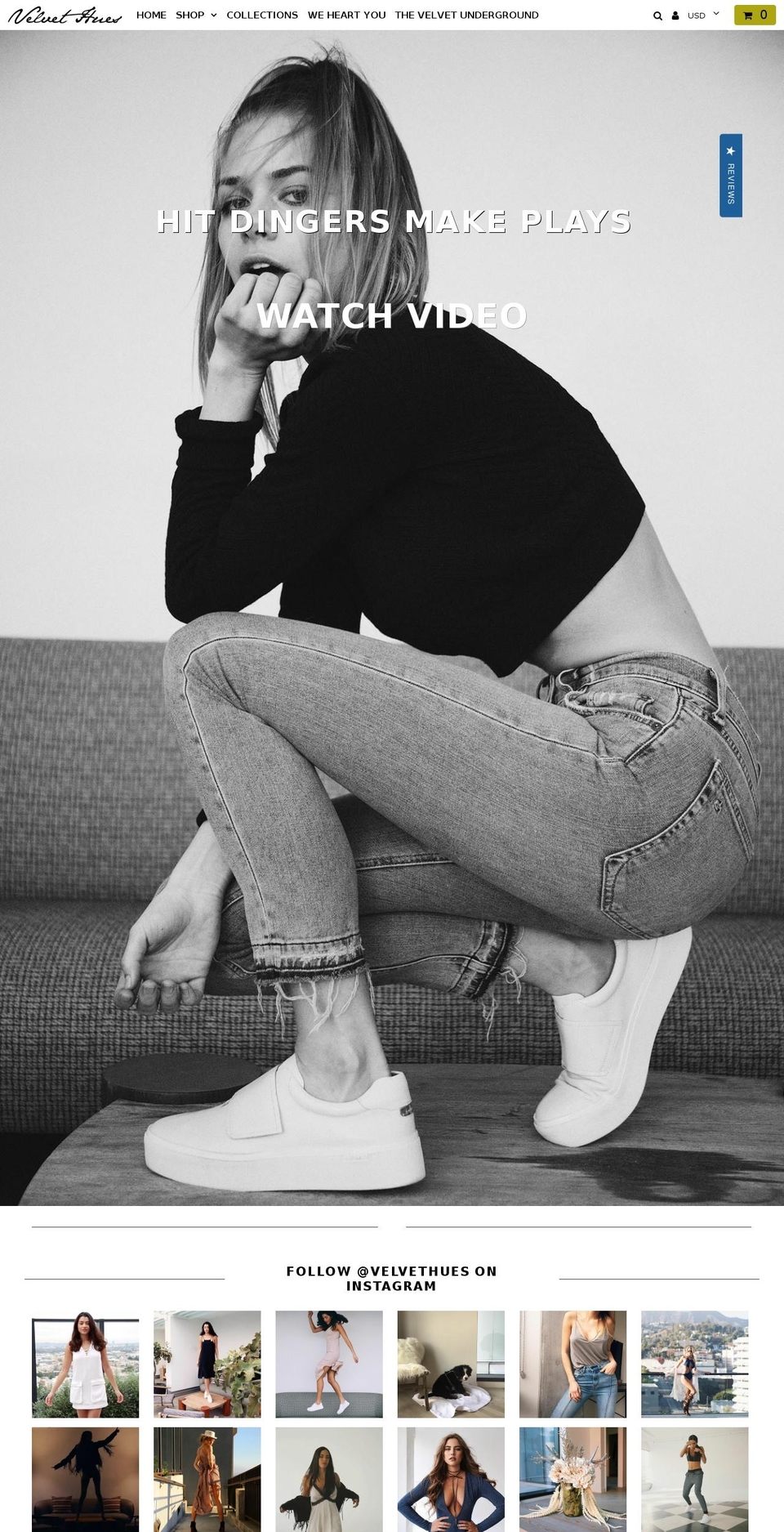 velvethues.com shopify website screenshot