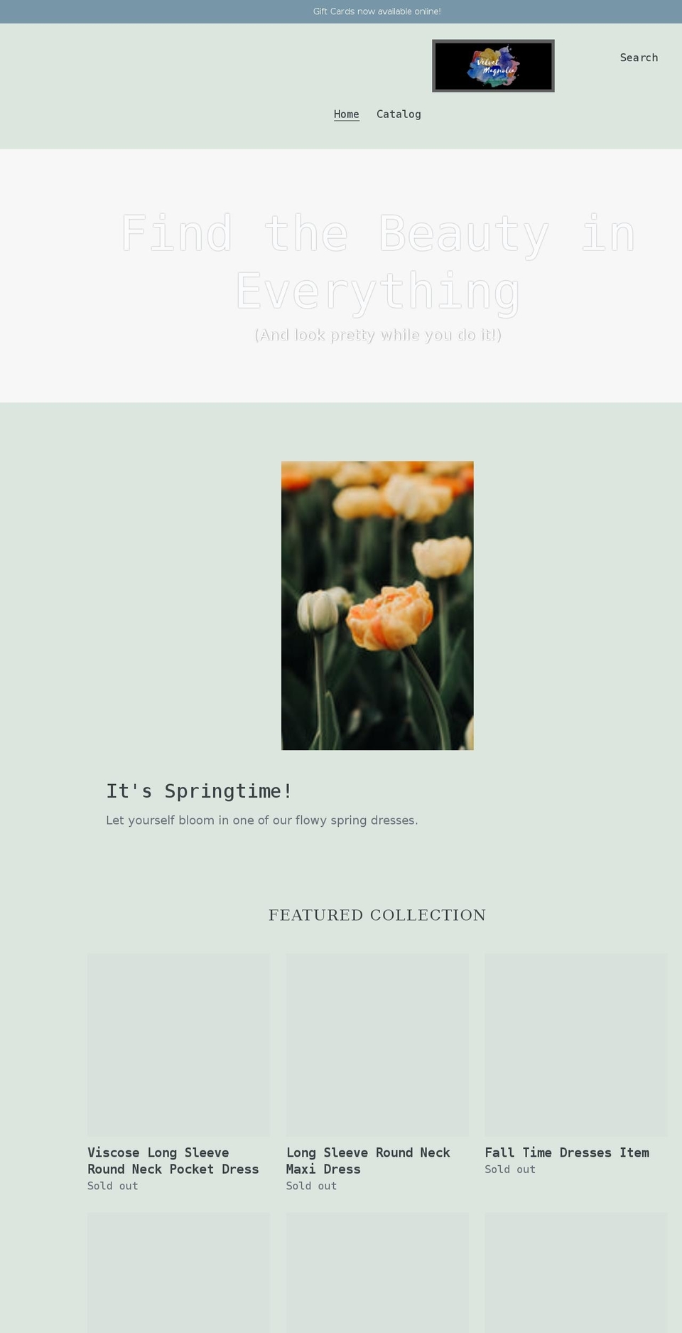 velvetmagnolia38829.com shopify website screenshot