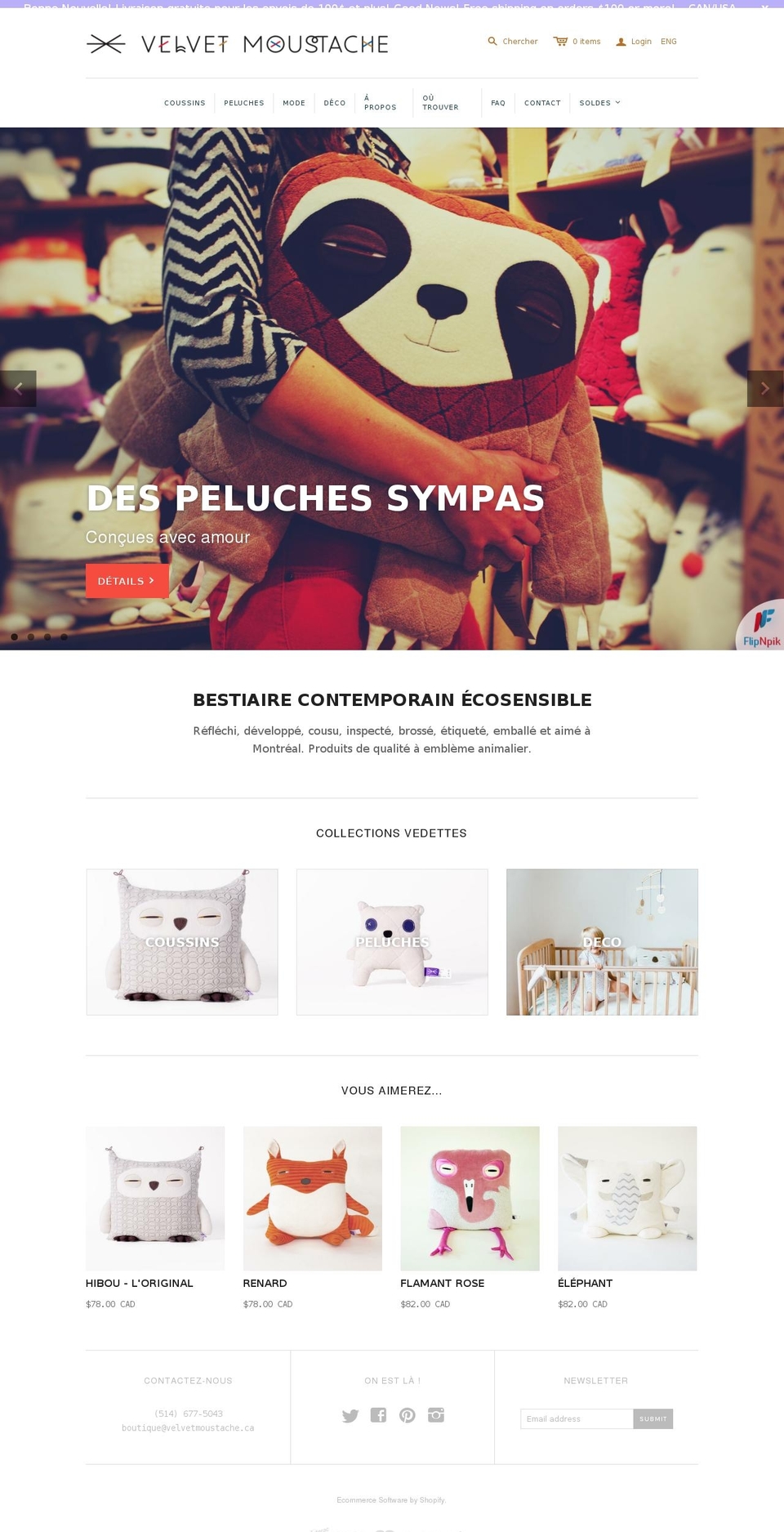 Kagami Shopify theme site example velvetmoustache.ca