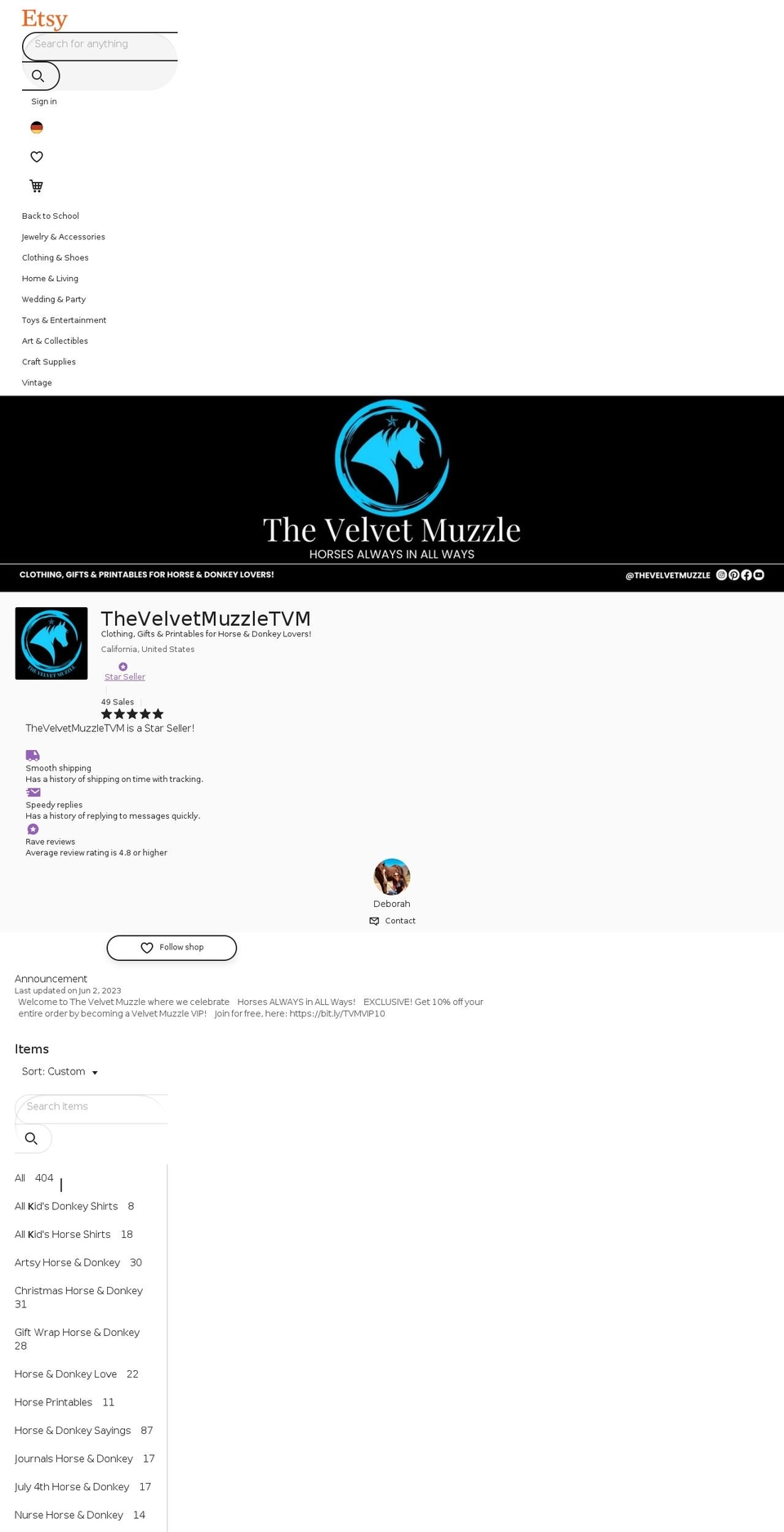 velvetmuzzle.com shopify website screenshot