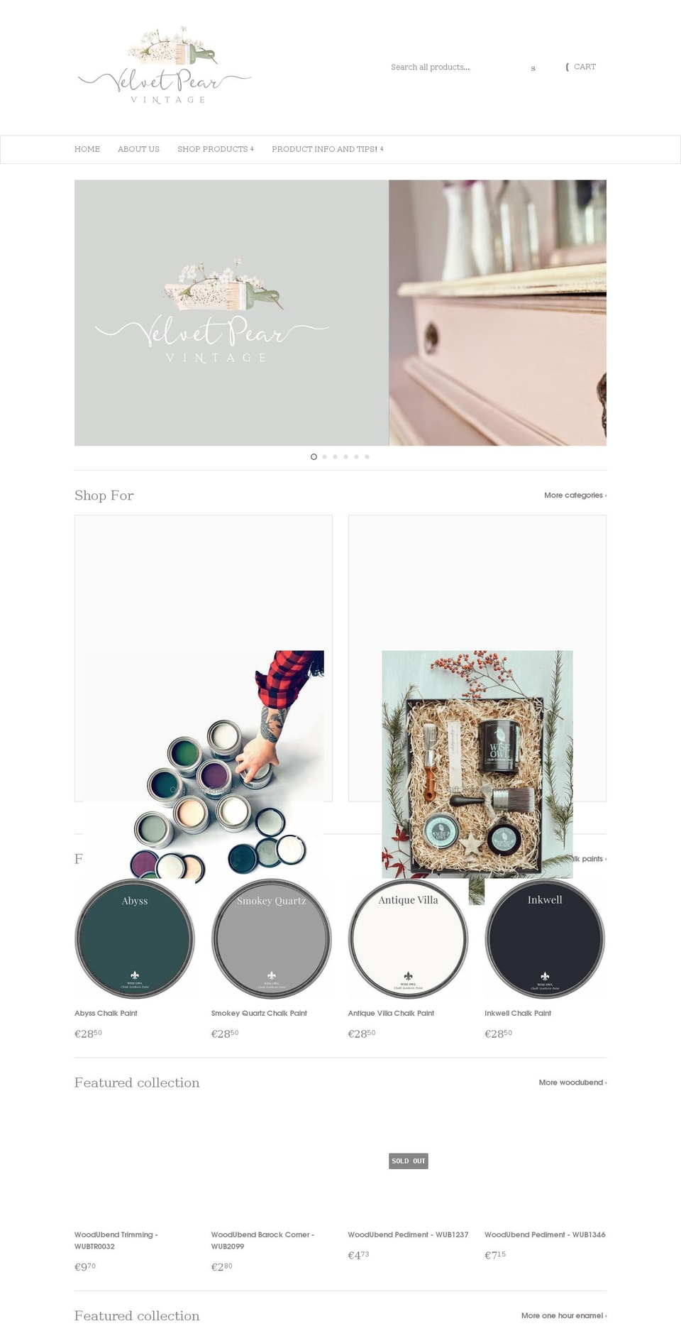 velvetpearvintage.com shopify website screenshot