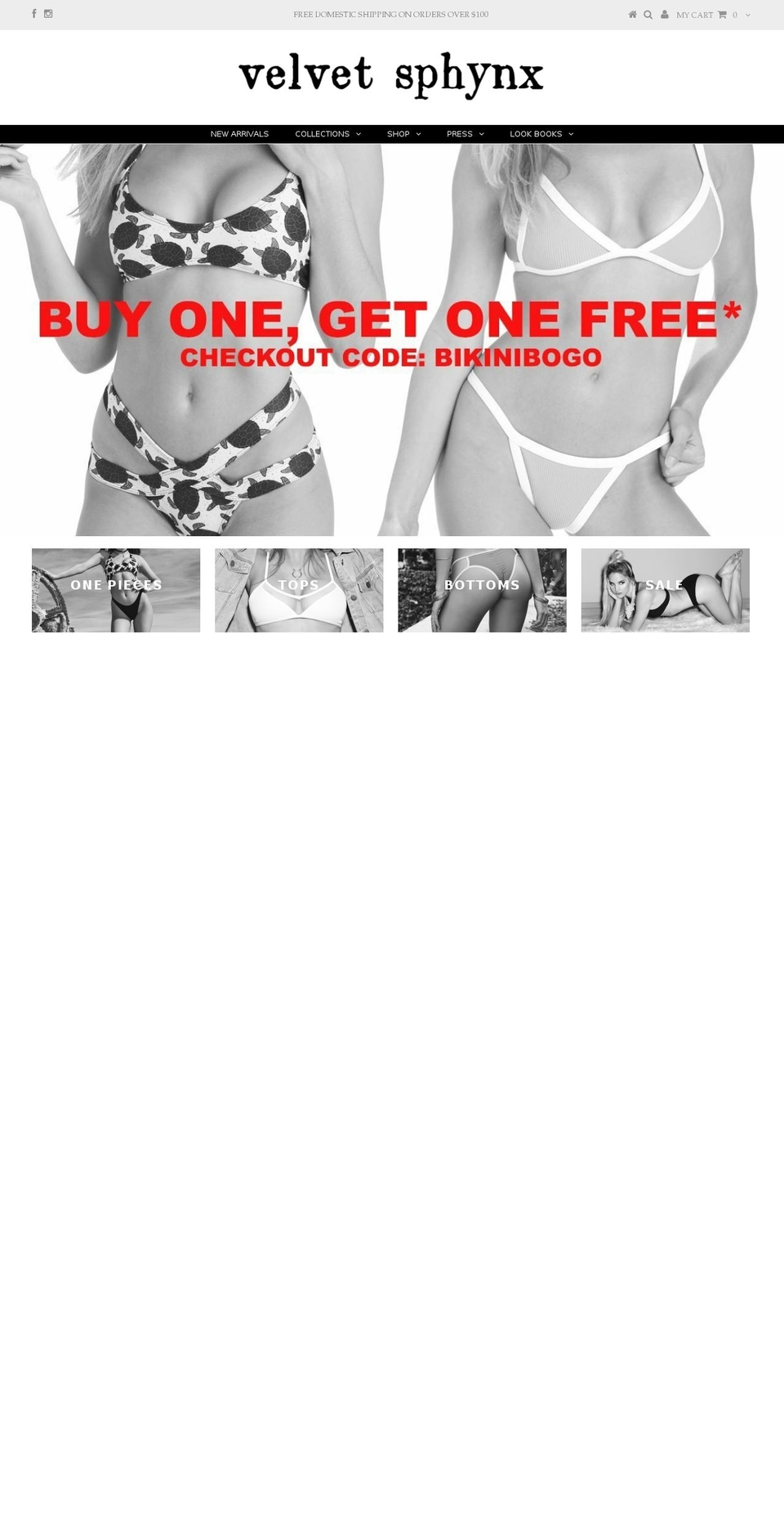 velvetsphynxswim.com — Shopify storefront screenshot