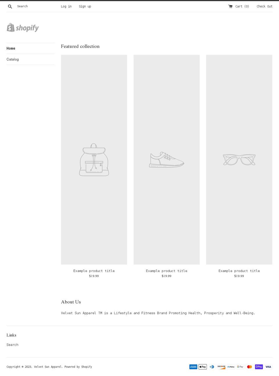 velvetsunapparel.com shopify website screenshot
