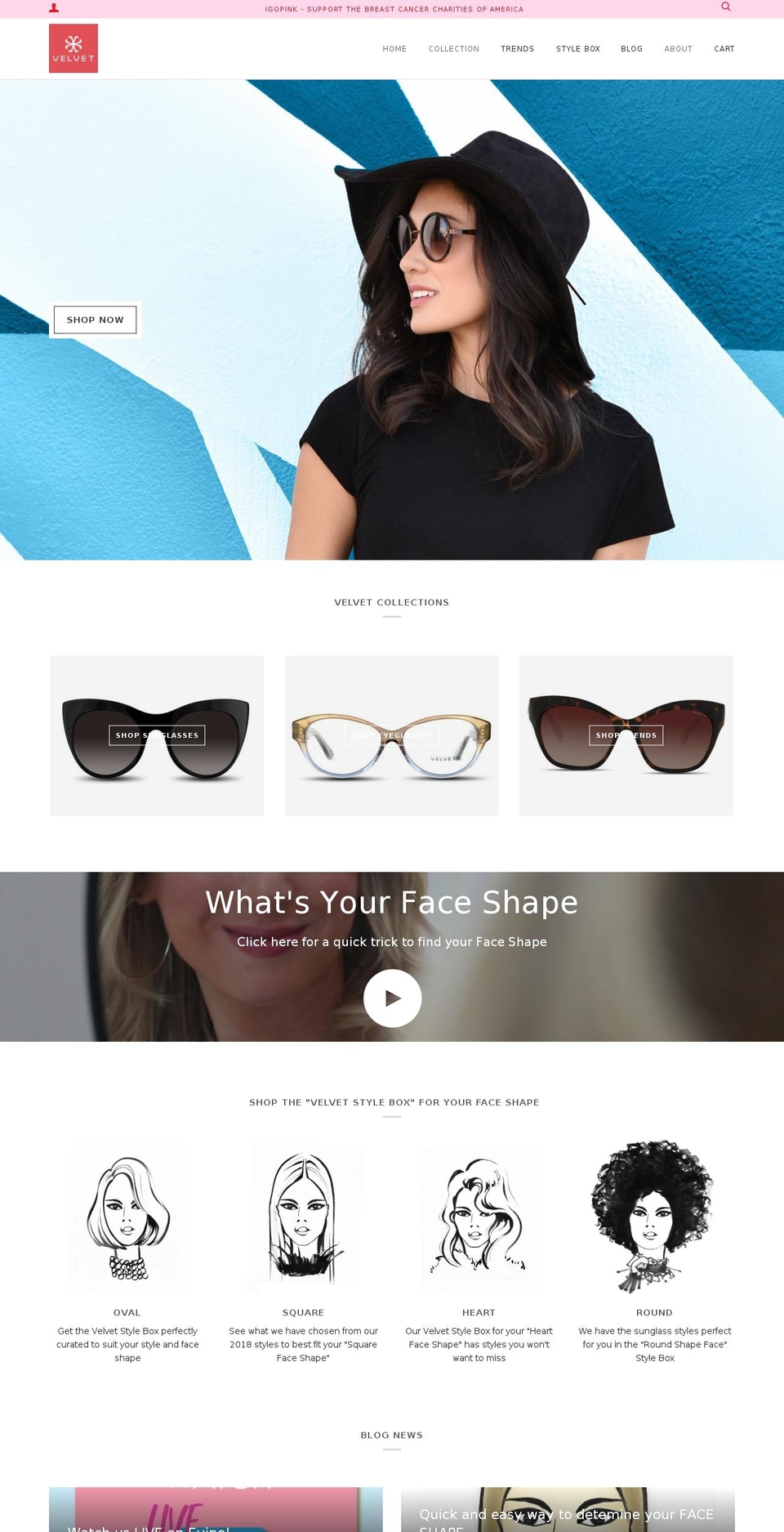 velvetsunglass.com — Shopify storefront screenshot