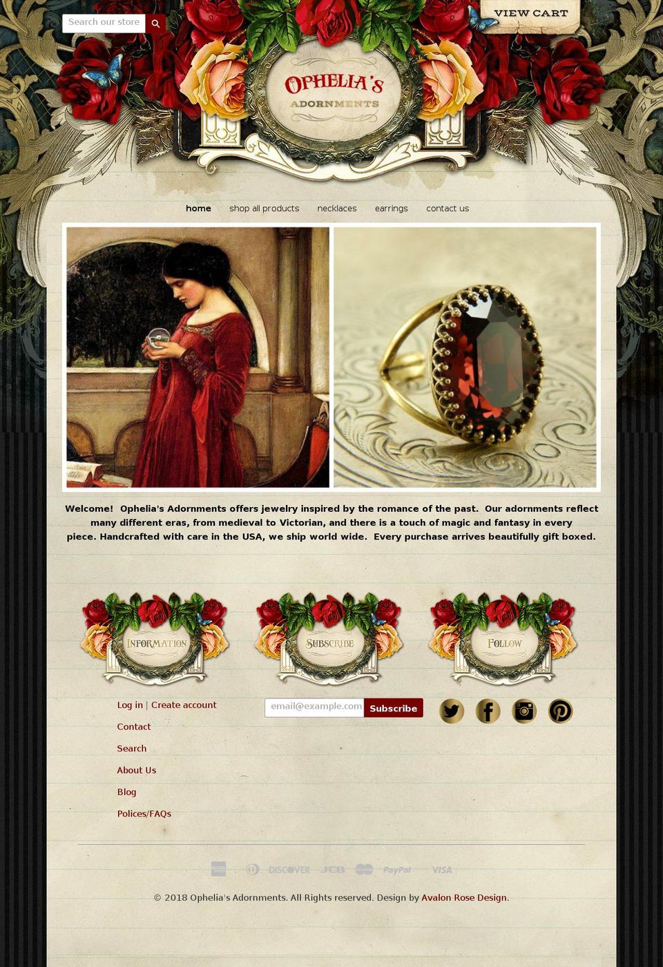 vaudeville-roses Shopify theme site example velvetthornjewelry.com