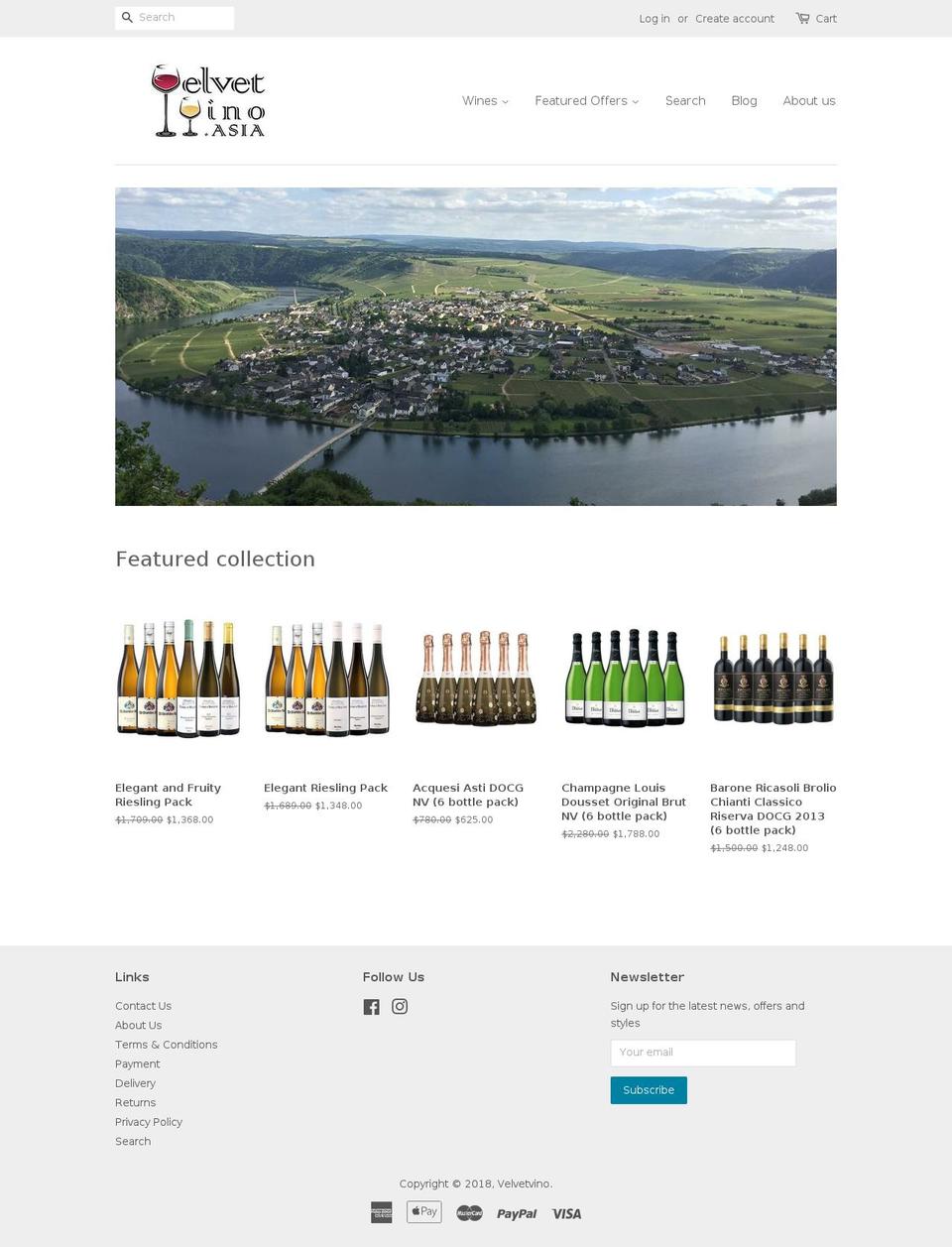 velvetvino.myshopify.com shopify website screenshot