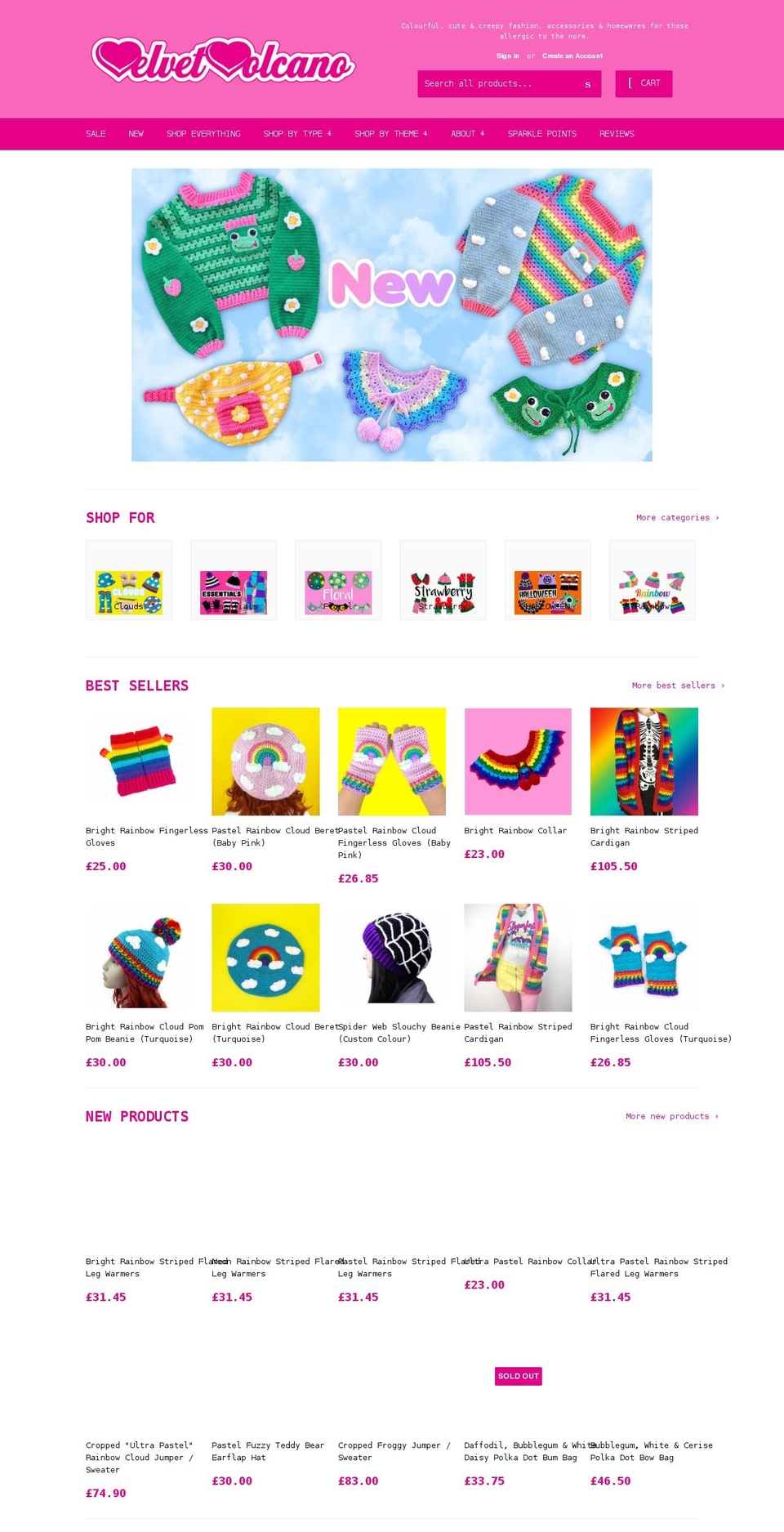 velvetvolcano.co.uk shopify website screenshot