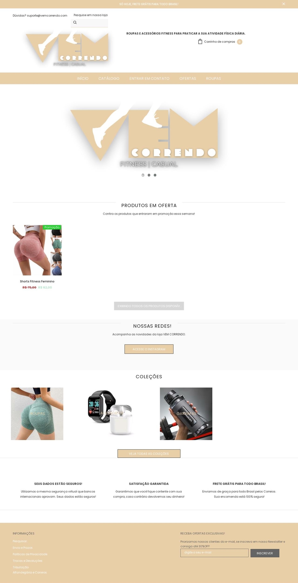 vemcorrendo.com shopify website screenshot