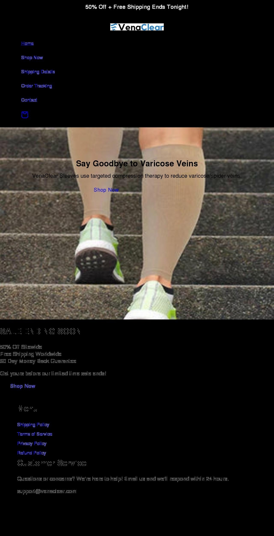 venaclear.com shopify website screenshot