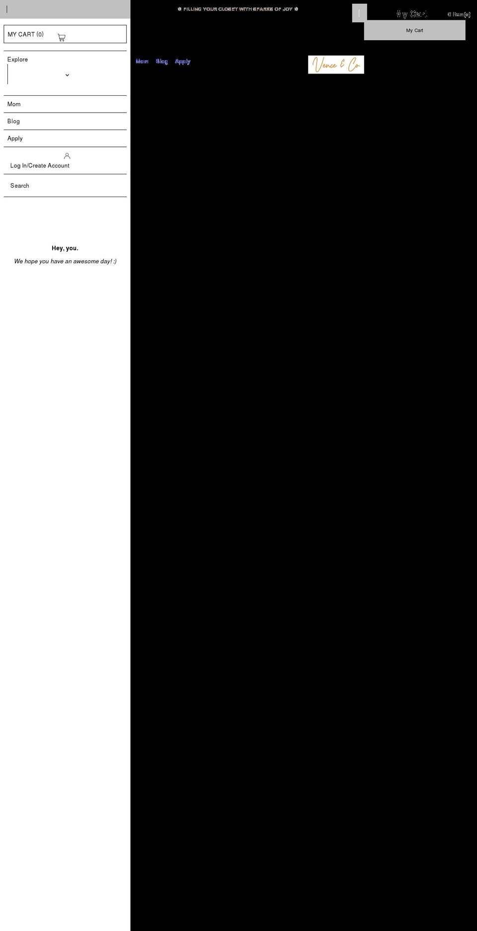 venceandcompany.com shopify website screenshot