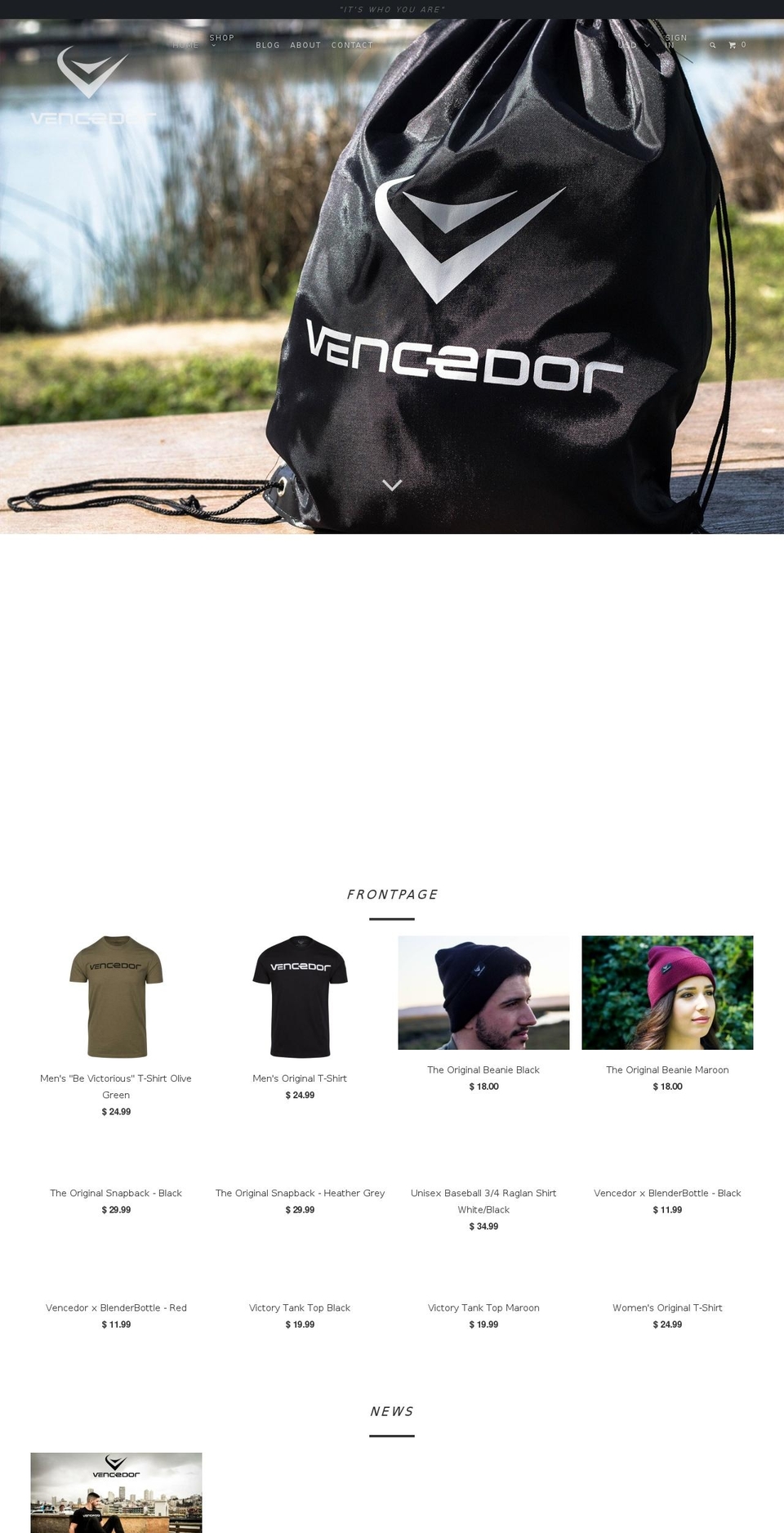 vencedorapparel.com — Shopify storefront screenshot