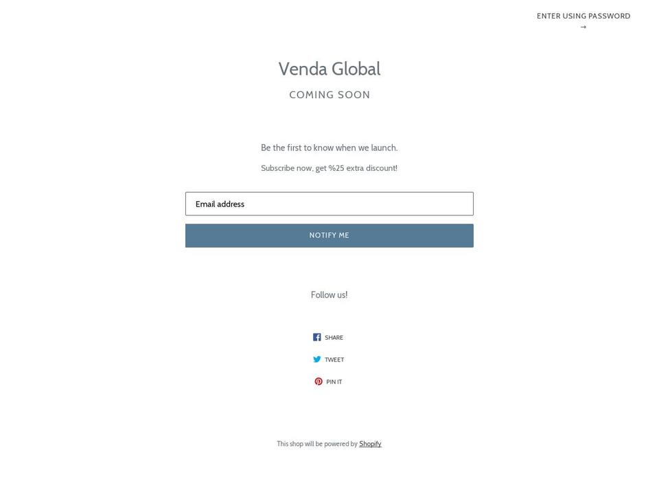 vendaglobal.com shopify website screenshot