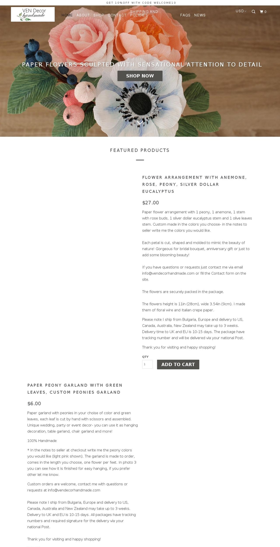 vendecorhandmade.com — Shopify storefront screenshot