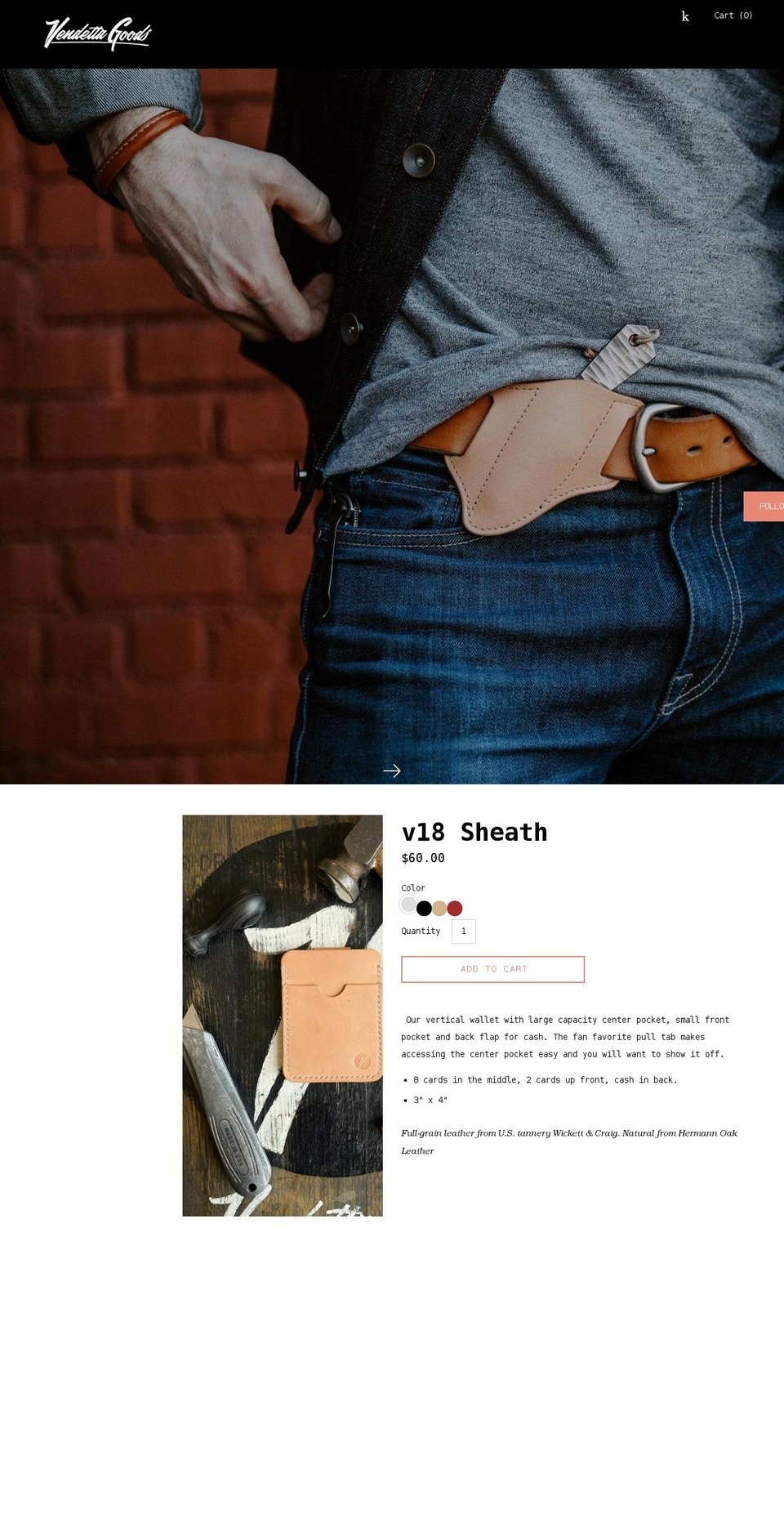 vendettagoods.com shopify website screenshot