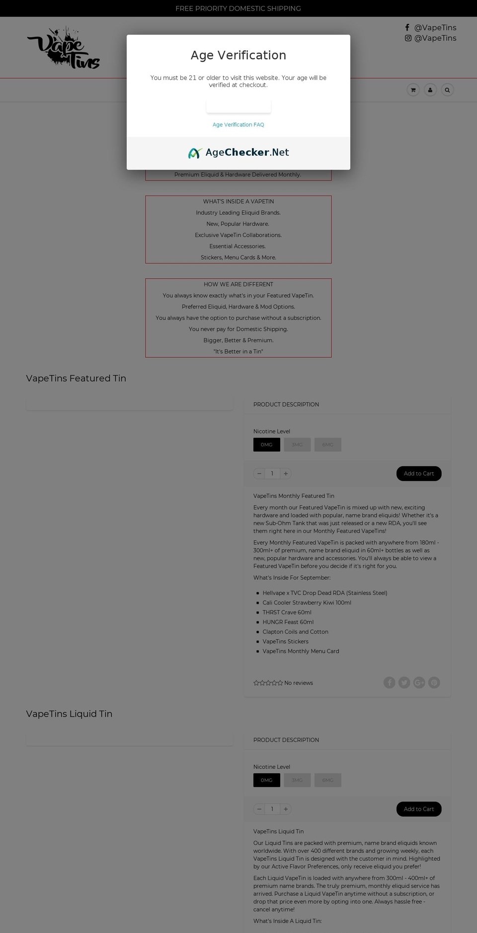 vendettavapor.com — Shopify storefront screenshot