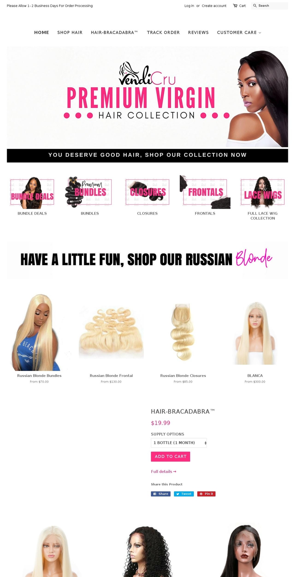 vendicru.com shopify website screenshot