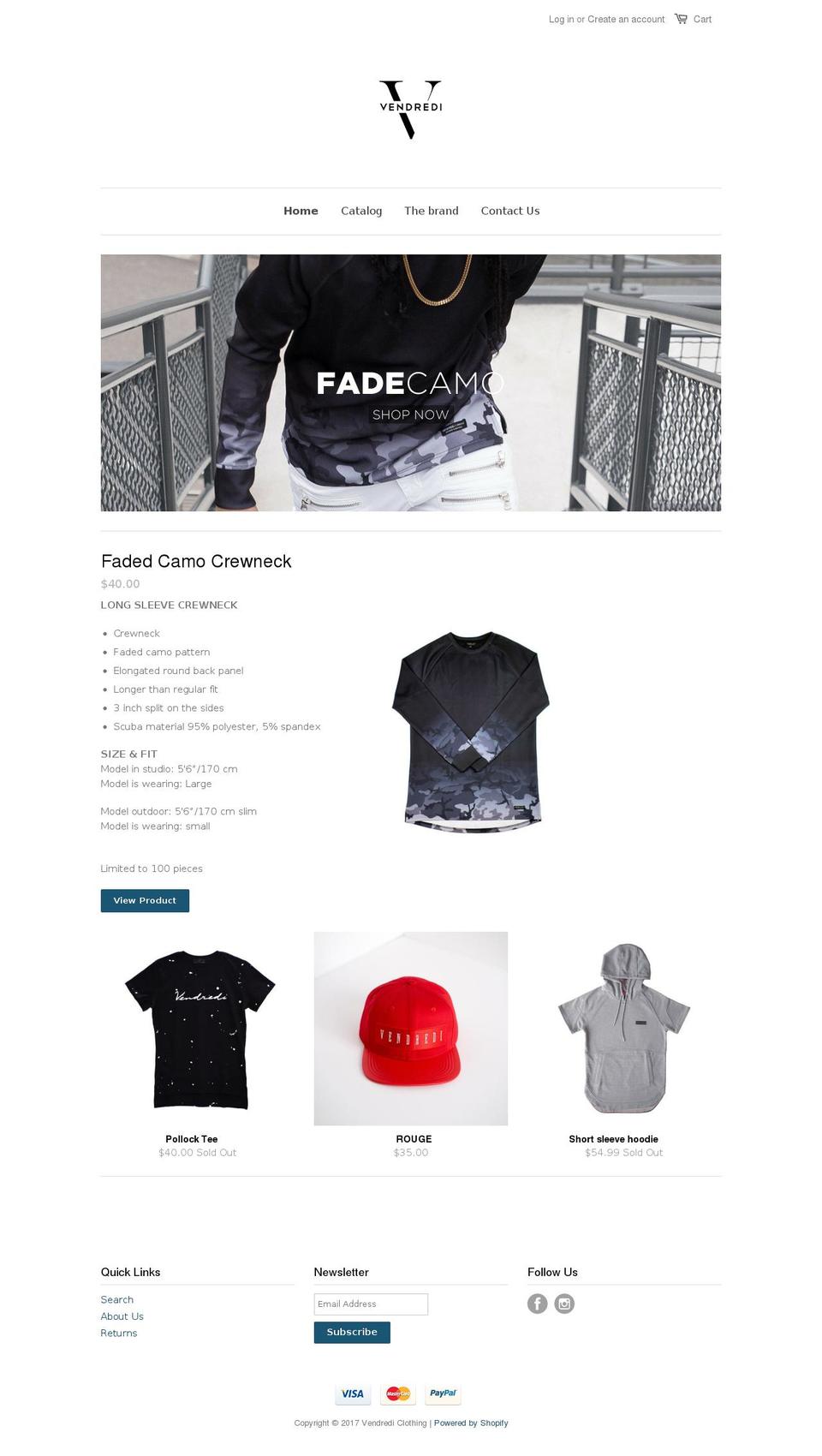 vendrediclothing.com shopify website screenshot