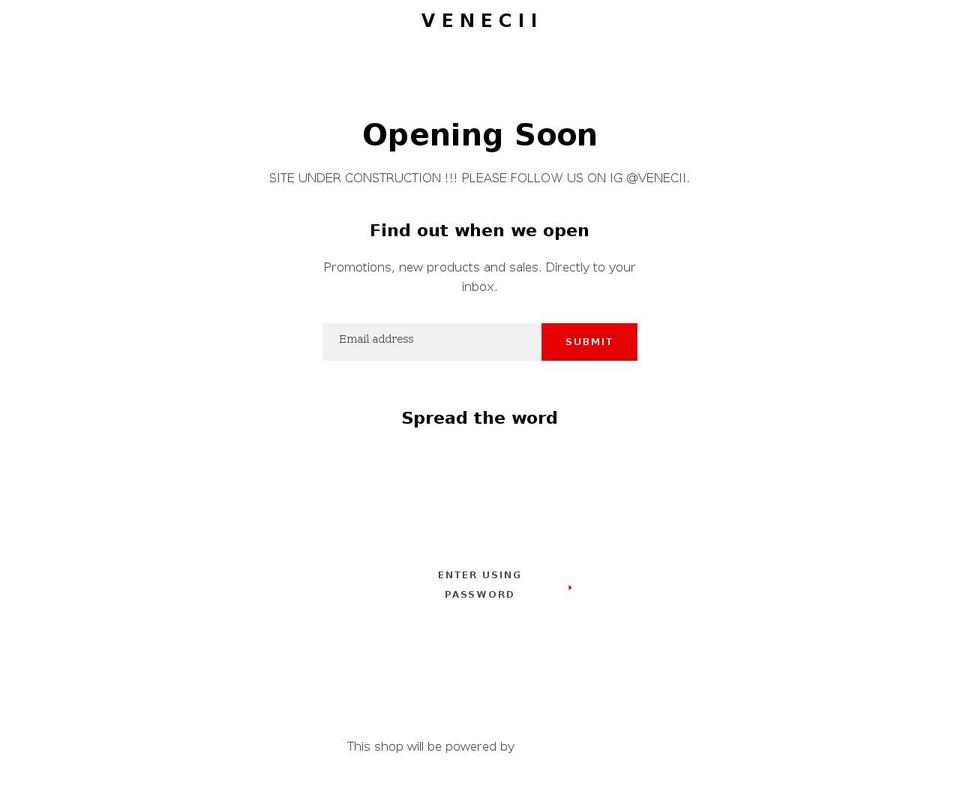 venecii.com shopify website screenshot