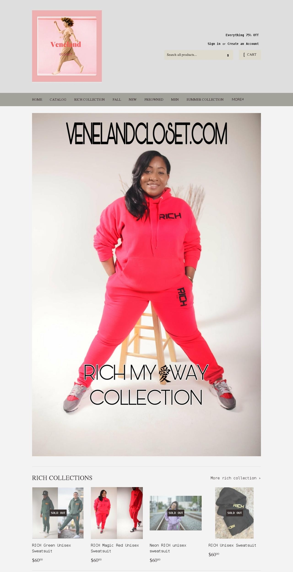 venelandcloset.com shopify website screenshot