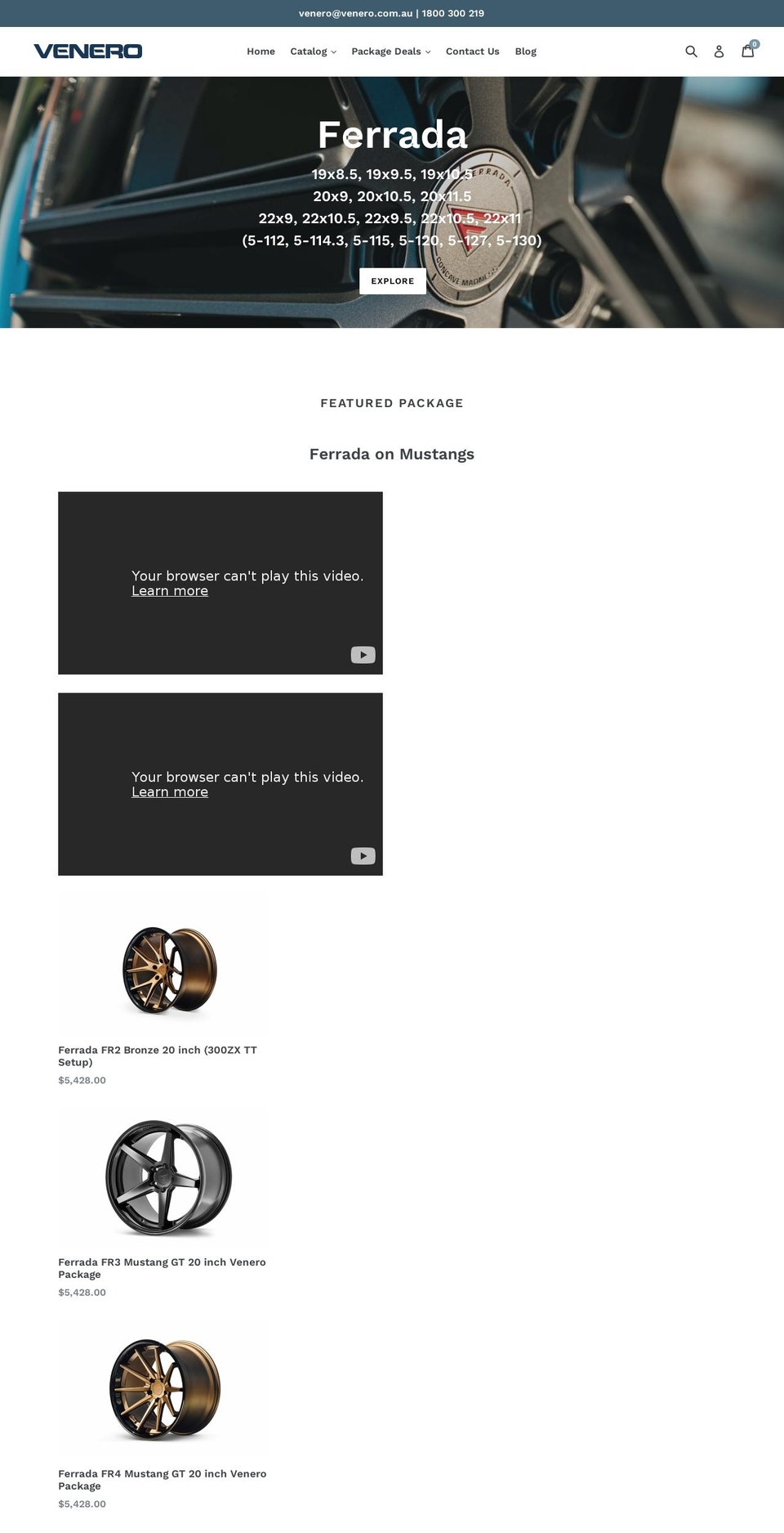 venero.com.au shopify website screenshot
