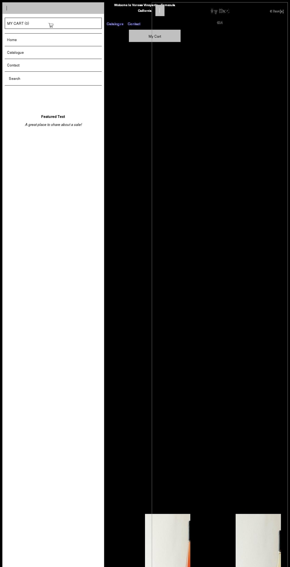 venessvineyards.com shopify website screenshot